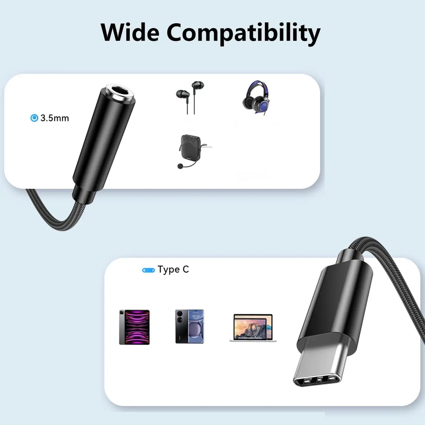 Type C to 3.5mm Headphone Adapter USB-C 3.5 Jack Audio Cable for Huawei P30 Xiaomi Samsung Oneplus Earphone Audio Adapter