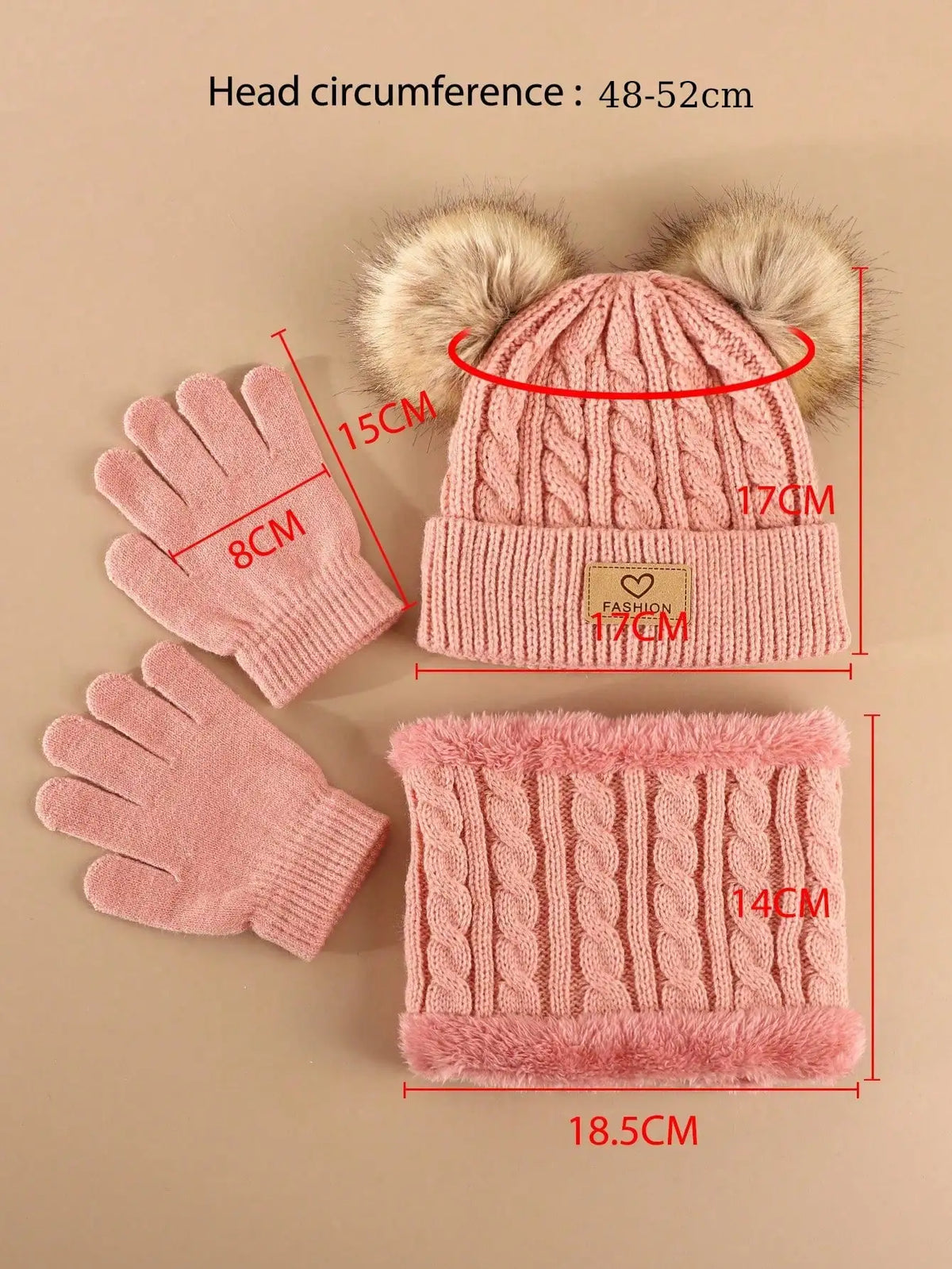 3PC 2-12Y Autumn and Winter Children's Hats and Neck Gloves Set, Cute, Comfortable and Warm, Hats for Boys and Girls