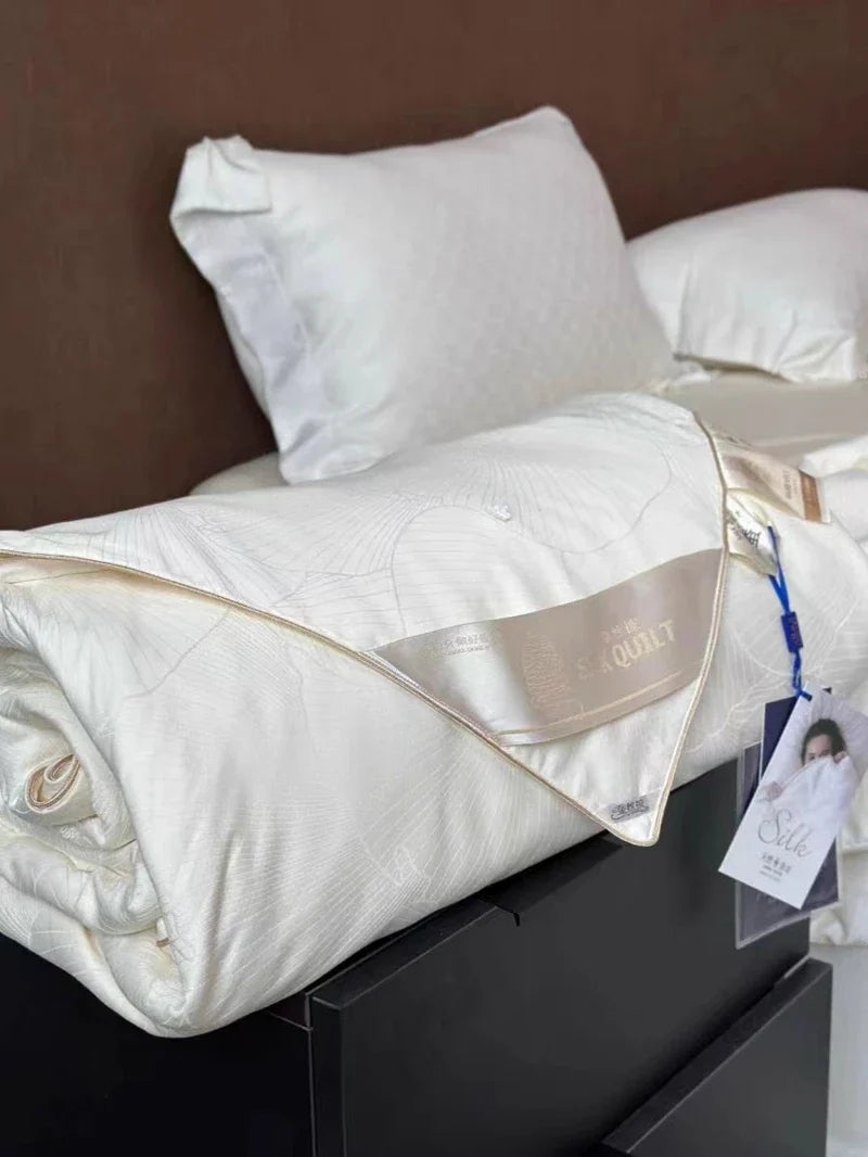 100% Natural Silk Quilt Lyocell Fiber Duvet Queen Size Summer Blanket White Luxury Jacquard Bedding Single Double Bed Comforter
