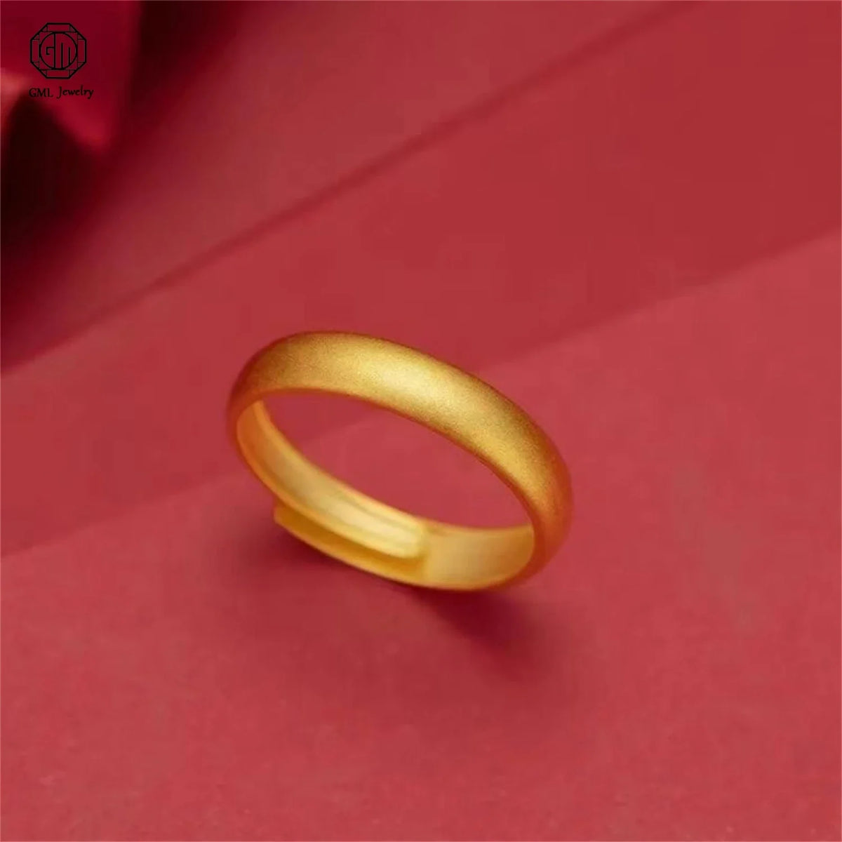 Sand Gold Adjustable Ring Matte Wide Band Openable Fade Resistant Unisex Couple Jewelry Solid Minimalist Gift