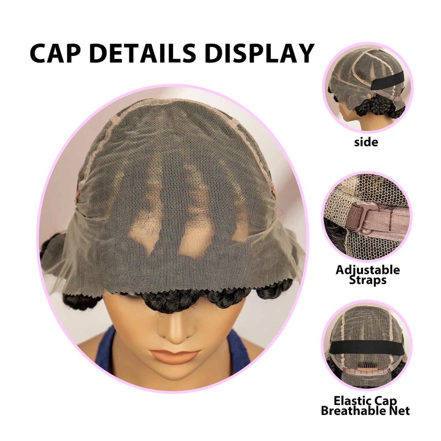 Natural Color Bantu Knot Braided Wig | Cornrow Braids | Full Lace | Heat Resistant Synthetic Wig | African Women