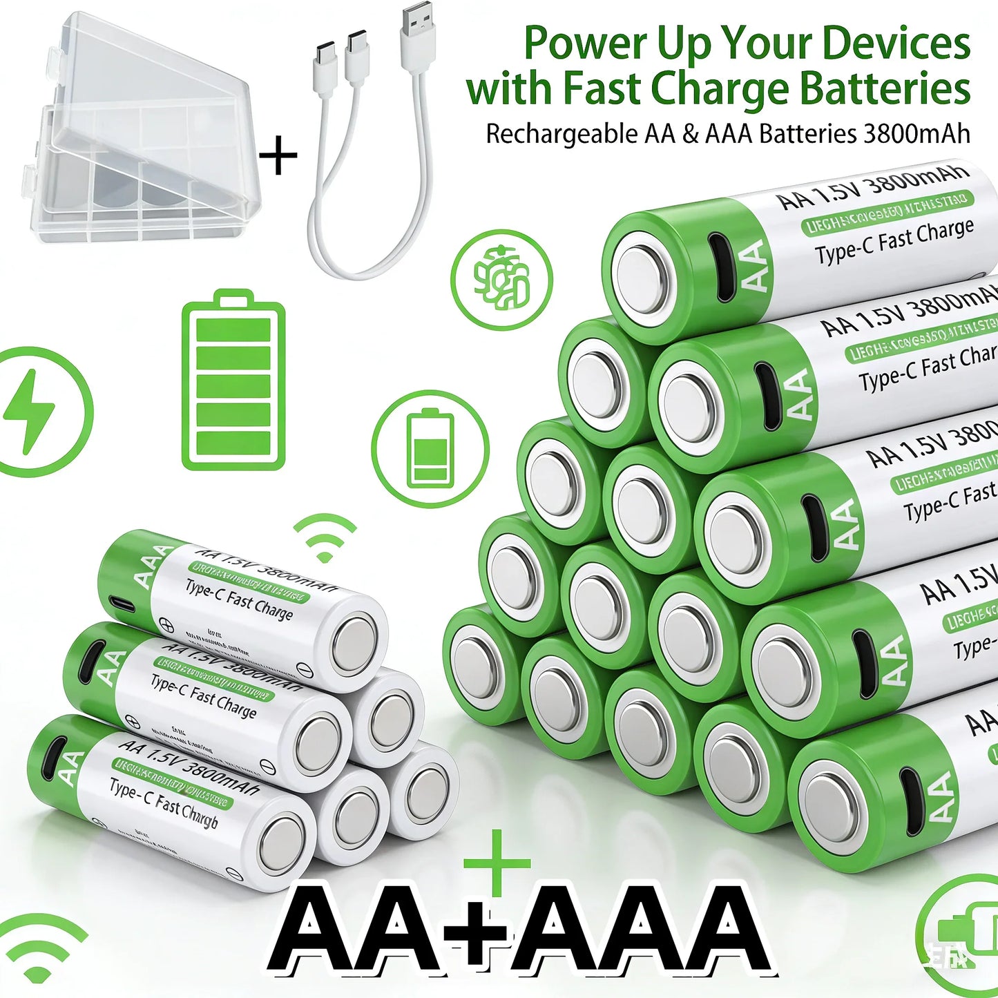 2025NEW Lithium-Ion Battery Type-C Rechargeable High-Capacity Battery AA&AAA Battery For remote control, mouse, electric toys