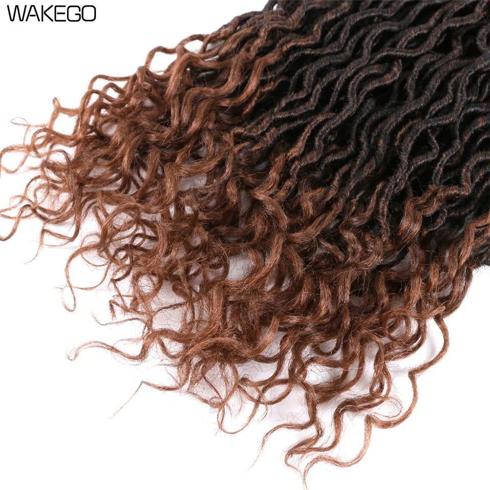 Goddess Faux Locs Crochet Hair | 18" Soft Curly Braids | Ombre Dreadlocks Extensions | 24 Strands/Pack