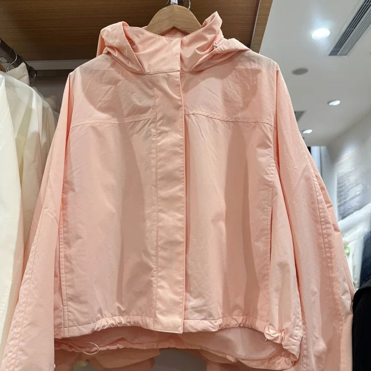 Mumaroho 2026 Autumn Winter Women Windbreaker Jacket Windproof Solid Long Sleeve Outdoor Sport Hooded Thin Coat Jacket For Women