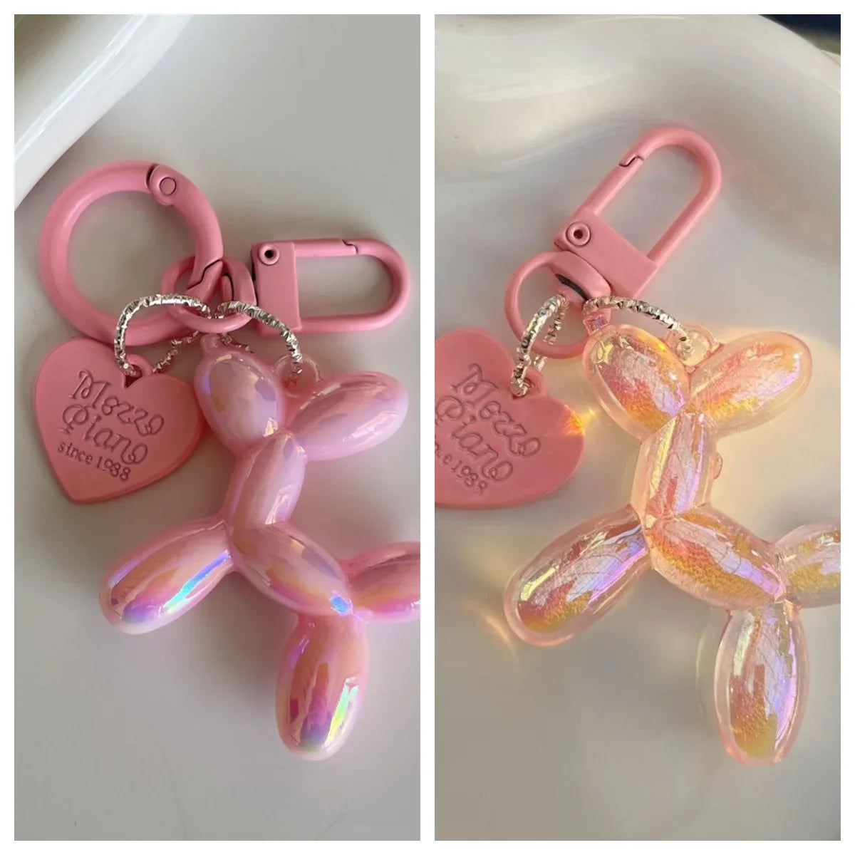 Cute Acrylic Cartoon Balloon Dog Keychains for Women Y2K Bag Pendant Couple Car Key Chains Jewelry Gift Decoration Accessories