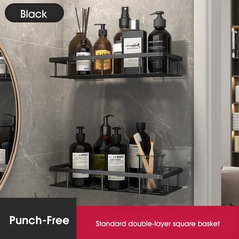 Easy Mount Bath Organizer: No-Drill Wall-Mounted Shelves