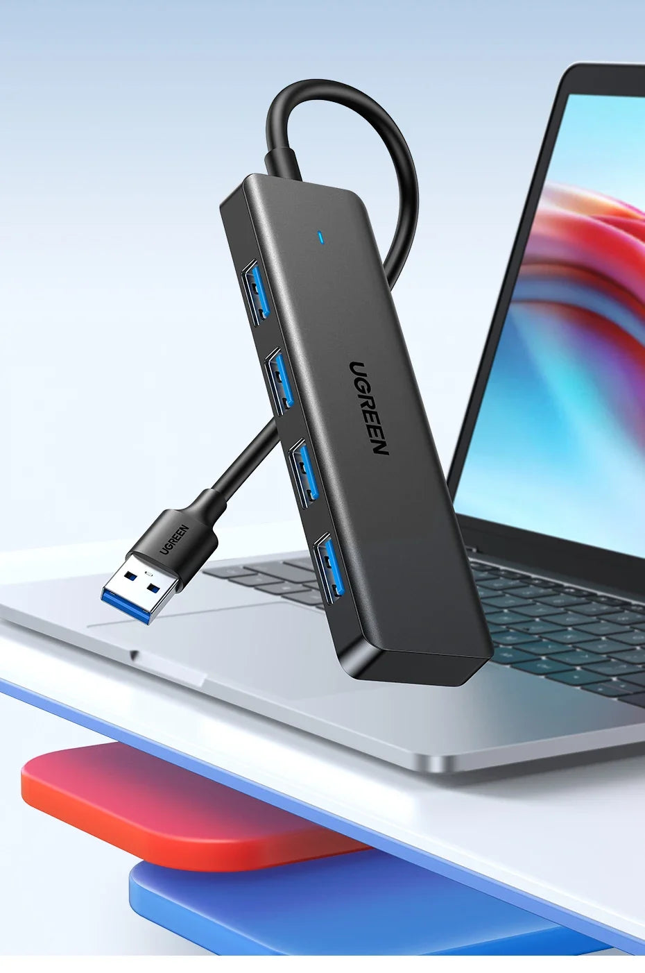 UGREEN USB 3.0 HUB 4 Ports USB-C HUB Slim for Mouse Keyboard Compatible with MacBook Pro Air Laptop Desktop PC Xbox PS5 Splitter