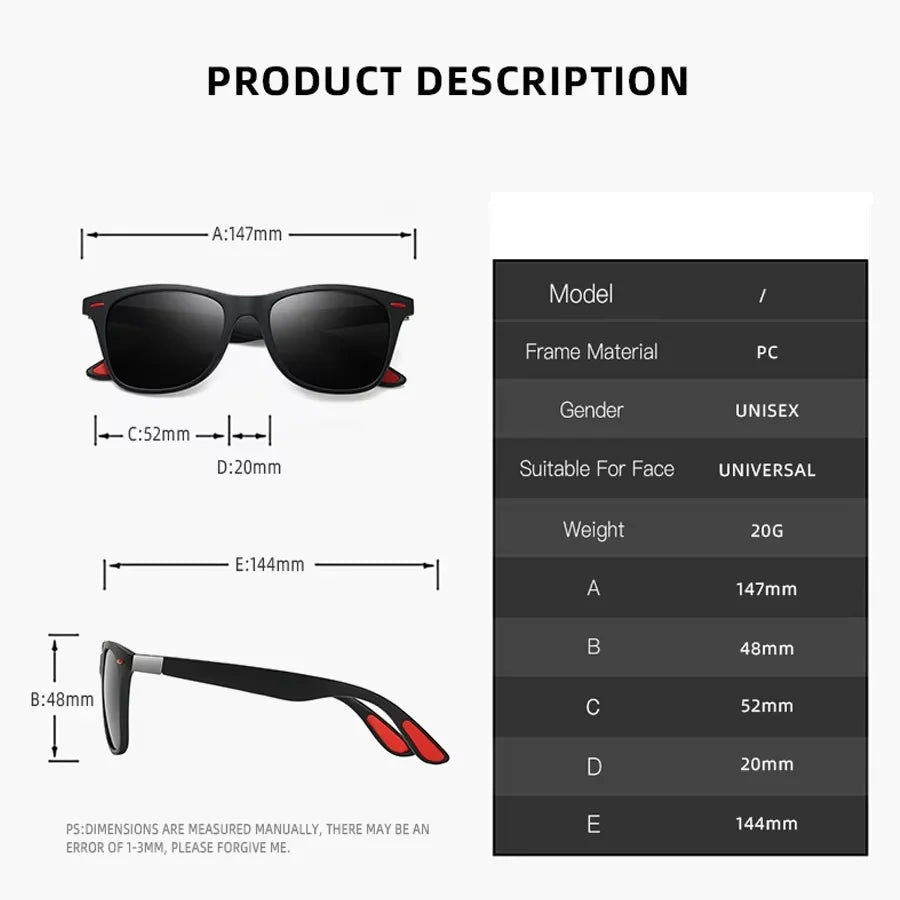 1-2-3PCS Fashion Vintage Square Unisex Driving Fishing Sunglasses Men Women Luxury Brand Designer Sun Glasses Anti-Glare Eyewear