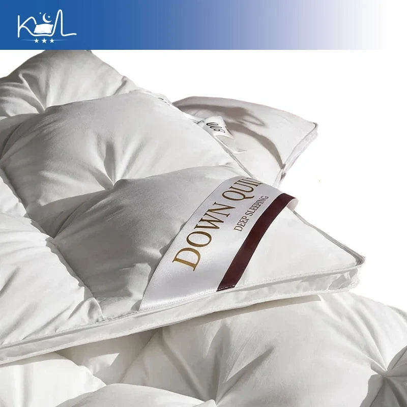 3D Luxury Quilted 100% Premium Goose Down Comforter King Queen Full Size Winter Thick Solid Color Duvet