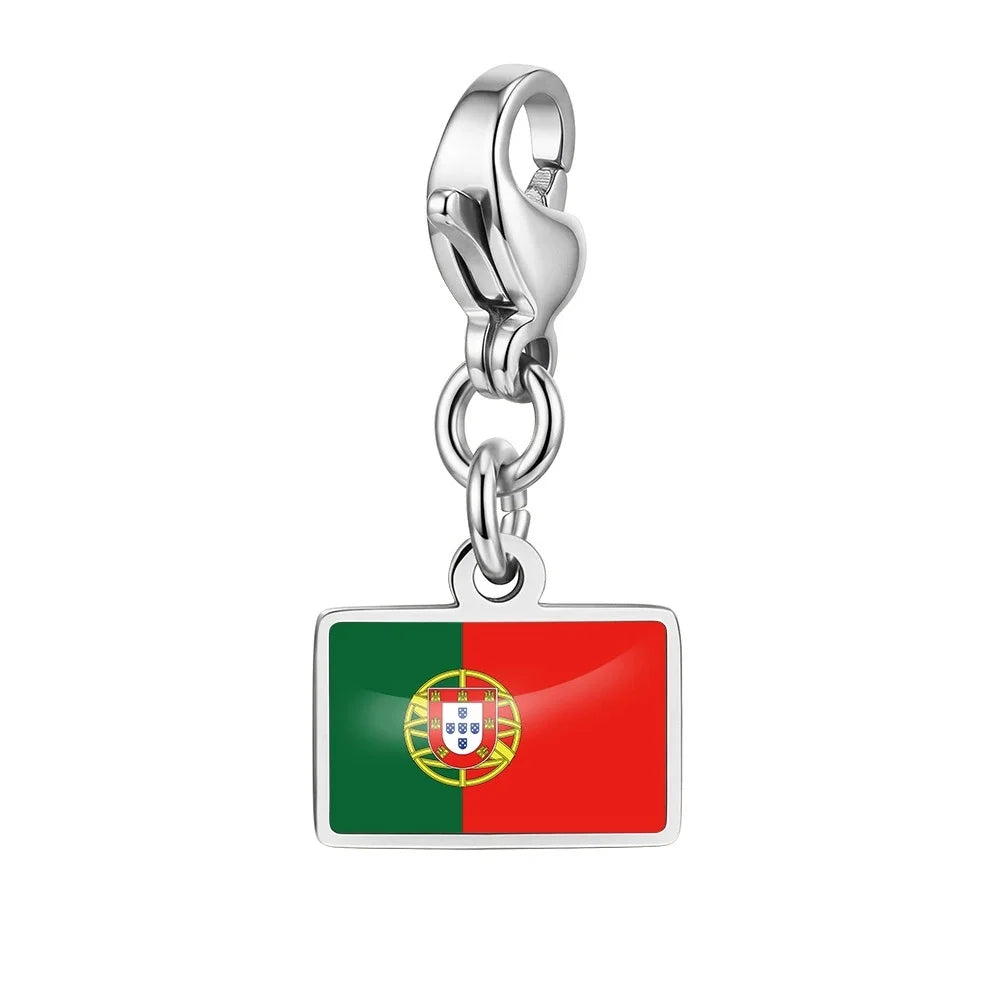 10mm Country Flag Charms Pendant Necklace Bracelet Keychain Bagchain Stainless Steel  Jewelry A Commemorative Gift For A Friend