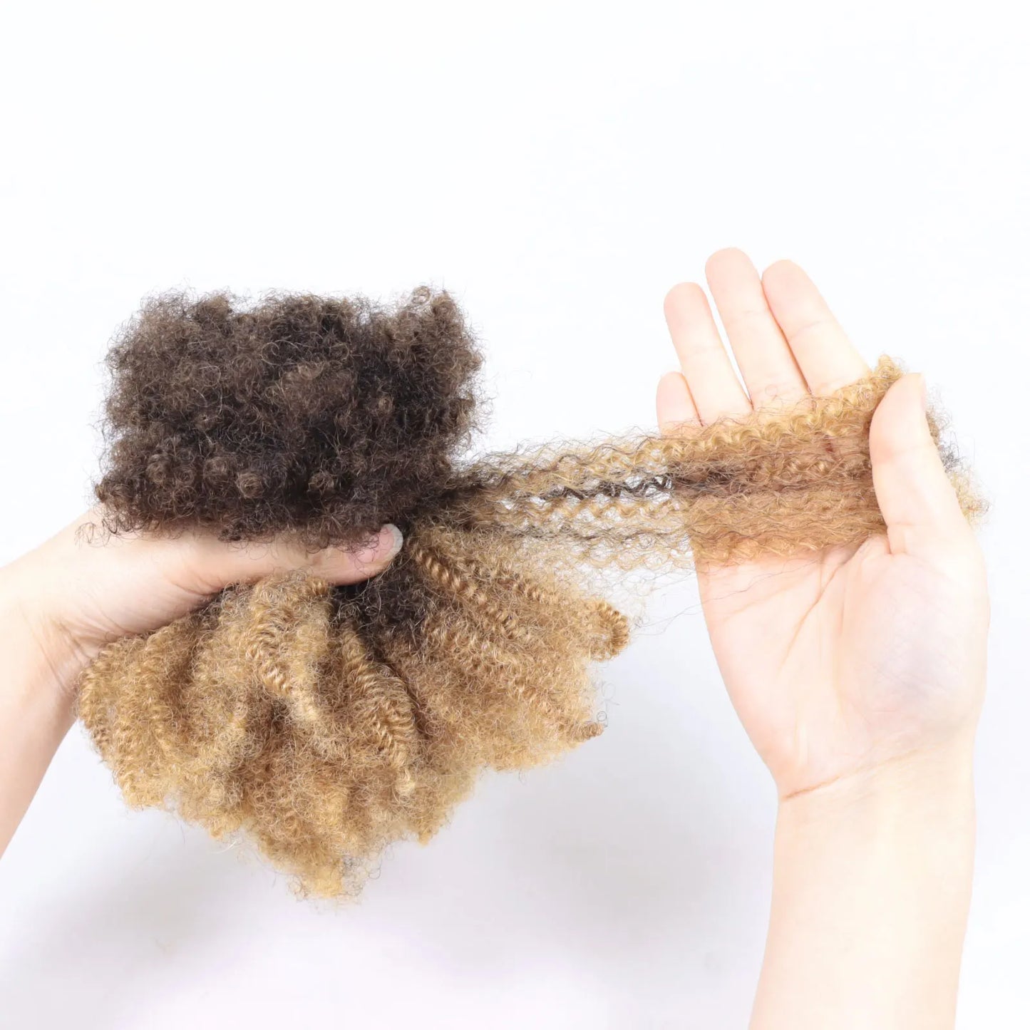 #30-#1-#30 Ombre Brown Afro Kinky Curly Bulk Human Hair | 50g Brazilian Crochet Braiding Hair Extensions (No Weft)
