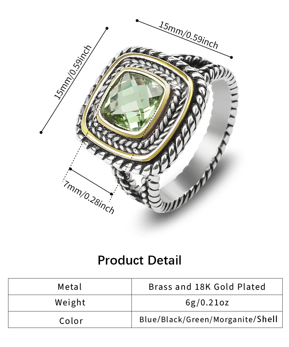 Designer Inspired Two Tone Statement Rings for Women 18K Gold Plated Fashion Brand Engagement Wedding Ring