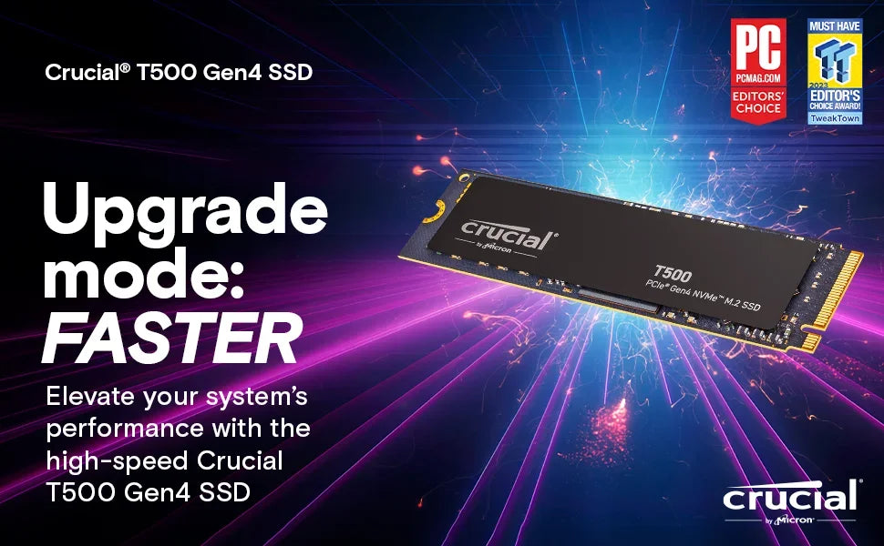 Fit PS5 Laptop PC Crucial T500 1TB PCIe Gen4 NVMe M.2 SSD 7300MB/s High Speed Gaming Drive OEM Original CT1000T500SSD8