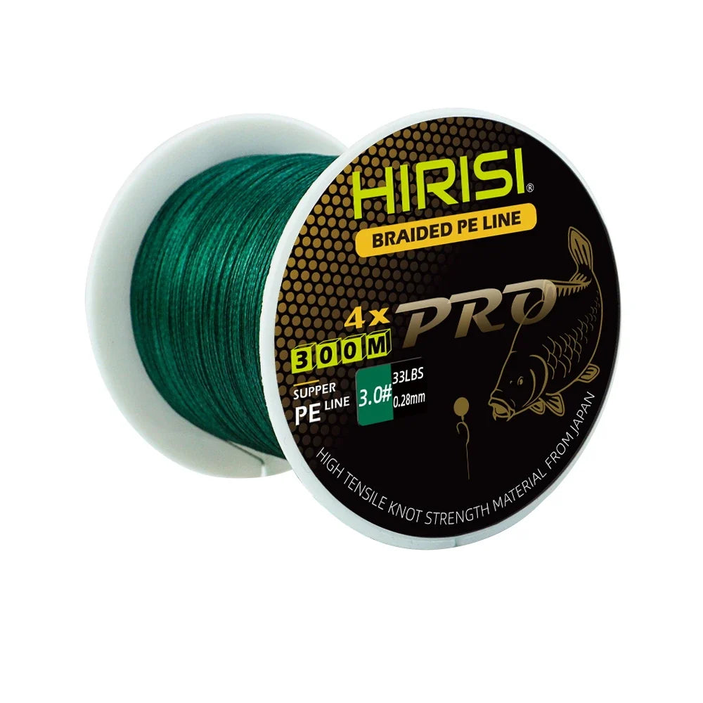 Hirisi Carp Fishing Line 300M Braided PE Line 4 Strands 15-50LB Multifilament Fishing Line Smooth Fishing Accessories