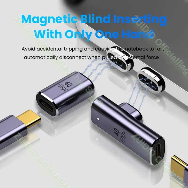 USB4.0 Thunderbolt3 Magnetic Adapter USB C To Type C 40Gbps 100W Fast Charging Magnet Converter Cable 8K@60Hz USB Type C Adapter