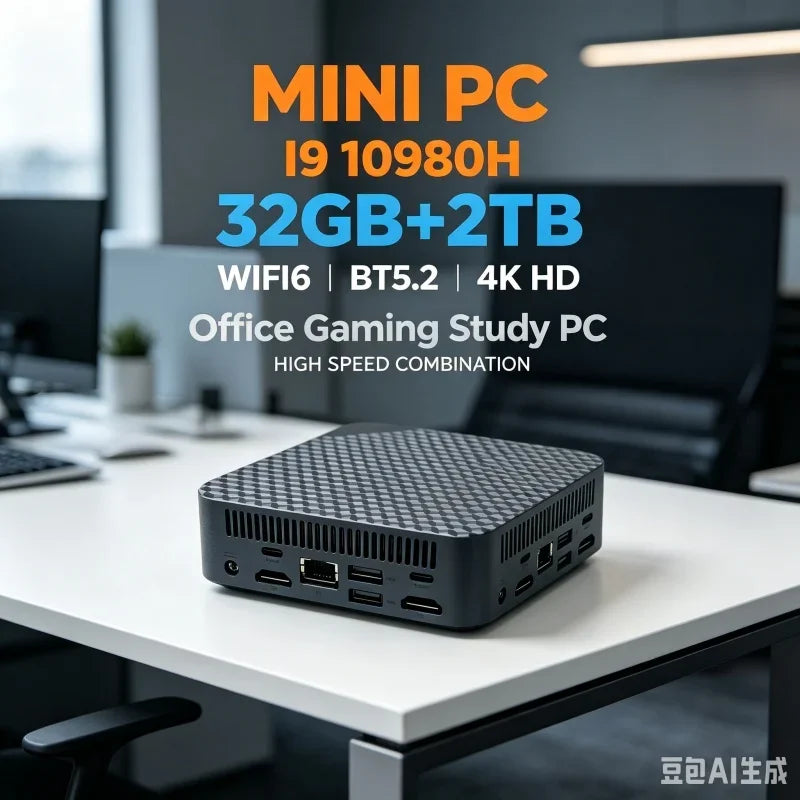 Compact Mini Gaming PC Intel i9 10980HK 16GB 32GB RAM 1TB 2TB SSD 4K HD Home Office Desktop Device