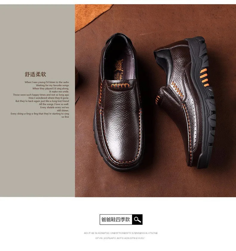 Autumn Genuine Leather Men's Casual Business Leather Shoes Lightweight Breathable Anti Slip Casual Leather Shoes Men Shoes