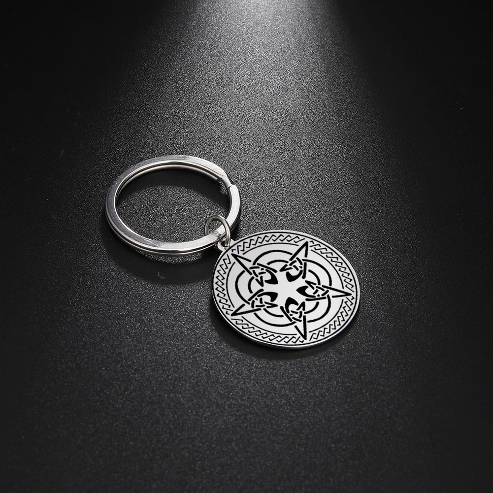 Dawapara Protection Secret Seal of Solomon Pendant Keychain Witchcraft Hexagram Wealth Fortune Amulet Stainless Steel Jewelry