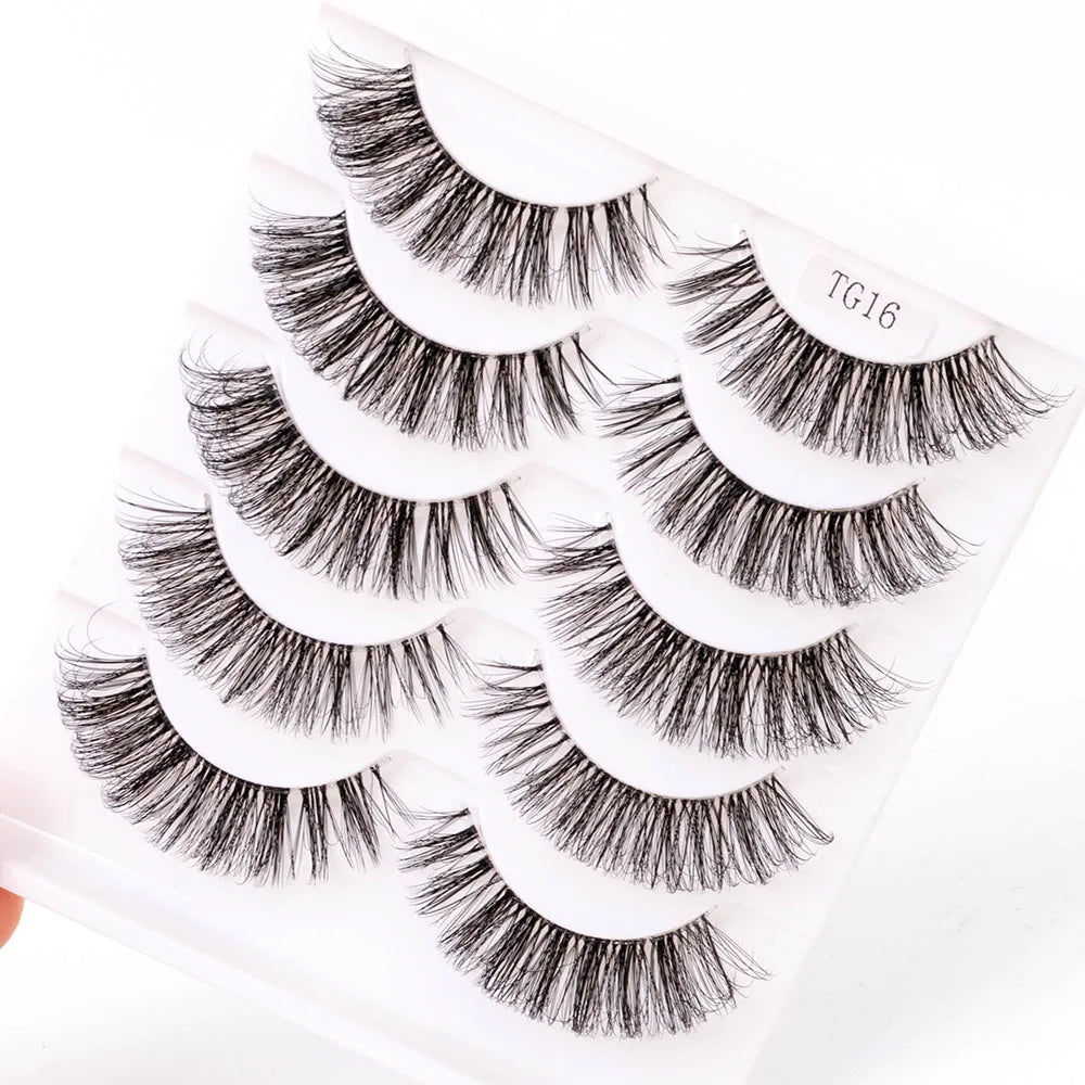 Yiernuo 1/5 Pairs Long Transparent Band Vegan Eyelash D Curl Russian Eyelashes Clear Band Lashes Invisible Band Lashes