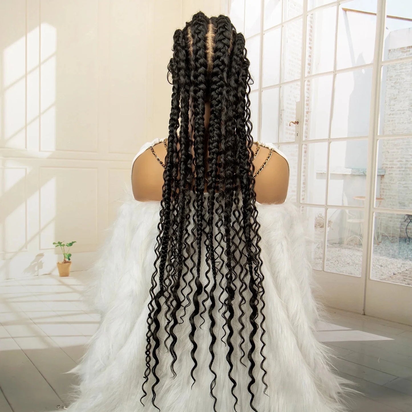 Boho Cornrow & Knotless Box Braids Wig | Full Lace | Kanekalon Hair | Women's Braided Wig