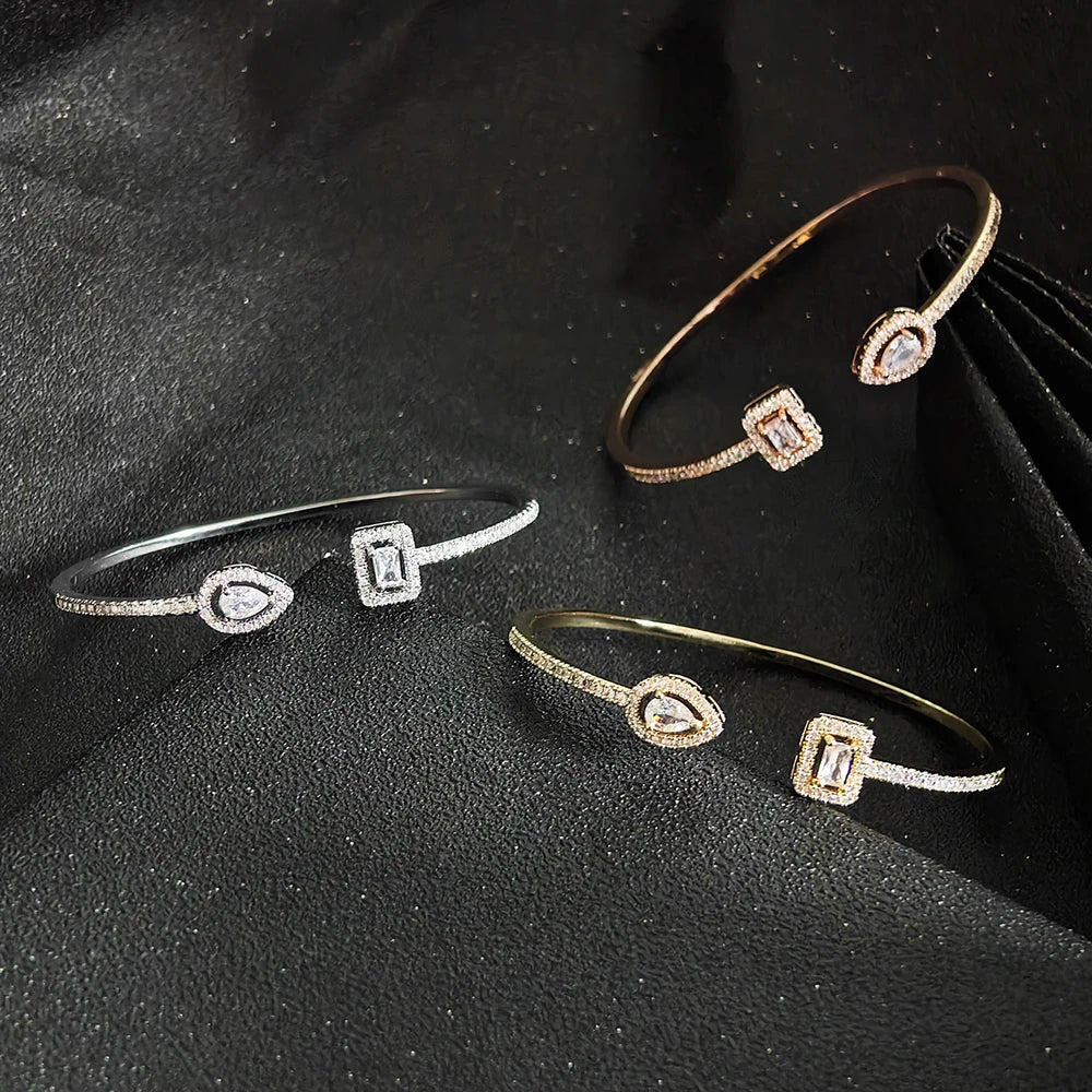Trendy Snake Punk Pear Shape Silver Color on Hand Adjustable Open Bangle for Women Anniversary Gift Jewelry Wholesale S5214bb