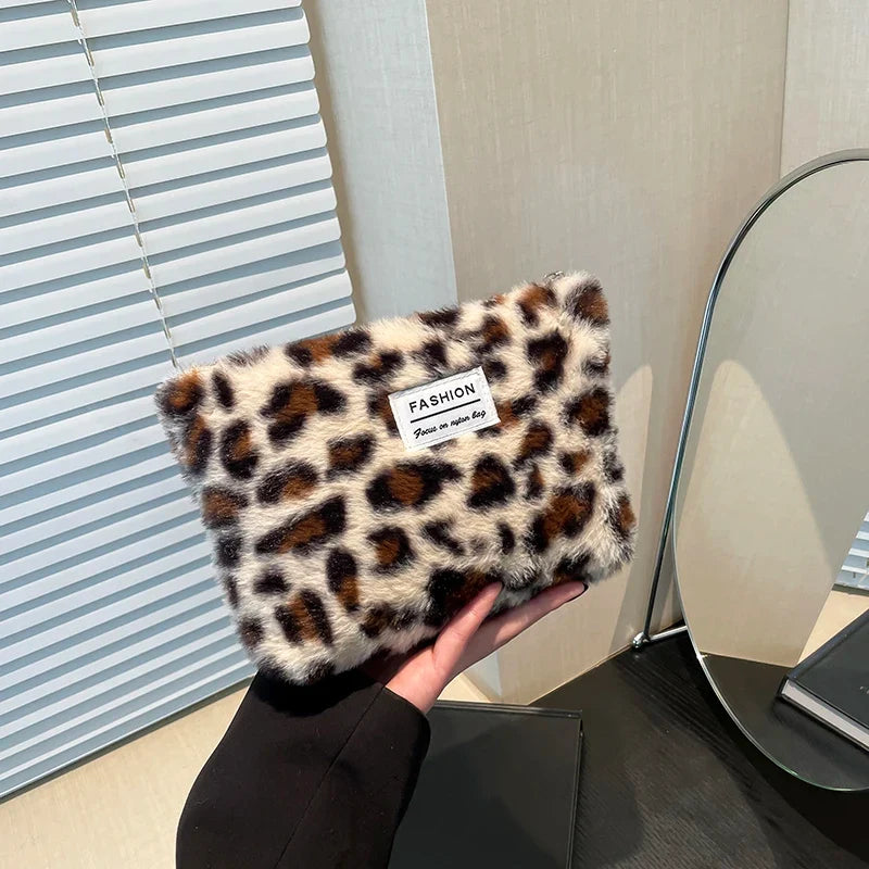 Leopard Print Makeup Bag | Soft Cotton Travel Toiletry Bag