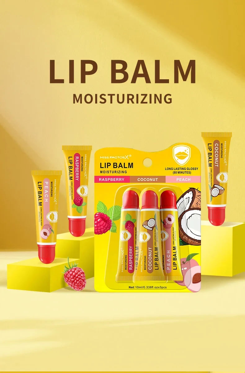 3-Piece Cardboard Lipstick Set -10ml * 3PCS Portable Belt Deep Moisturizing and Gloss Autumn and Winter Care Lipstick