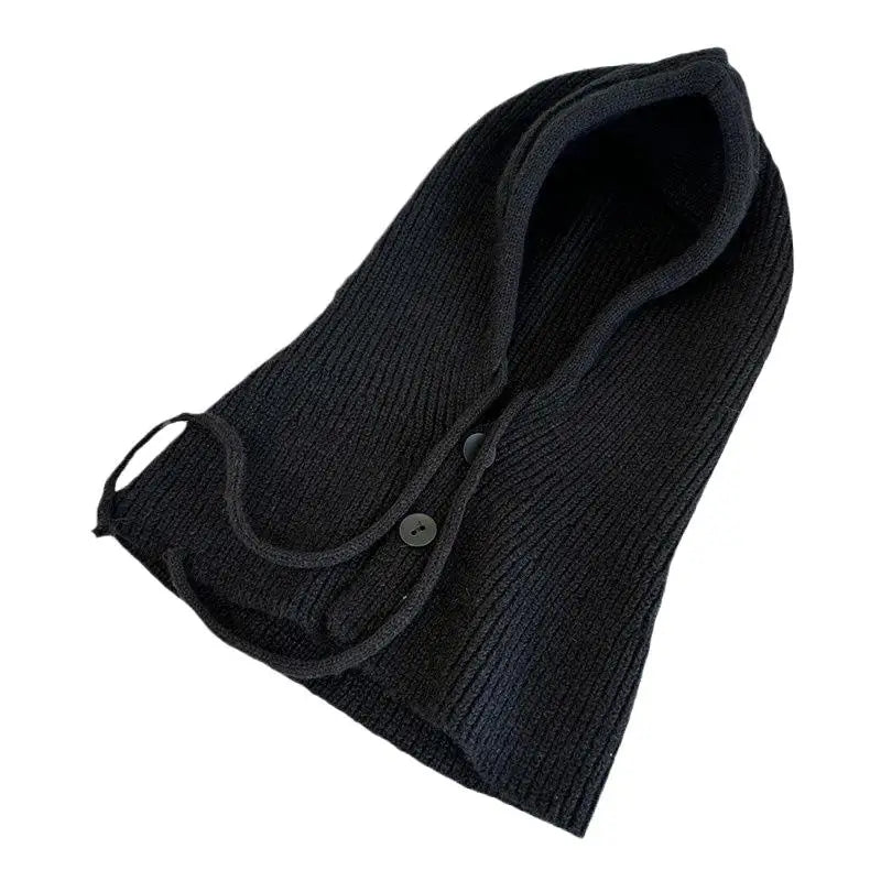 Winter Balaclava Hat Warm Knitted Women's Hood Hat Solid Color One-piece Neck Pullover Cap Outdoor Cashmere Caps