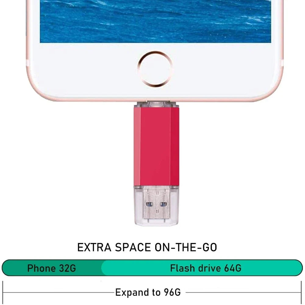 For iPhone TYPE-C OTG USB Flash Drive 256GB 512GB High Speed Phone Pen Drive with Key Chain Memory Stick Creative Business Gift