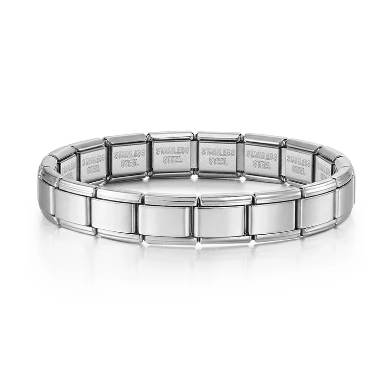 Italian Charm Link for Women Men 9mm Width Silver Gold Color Chain Stainless Steel Bracelet on Hand DIY Making Jewelry Wholesale