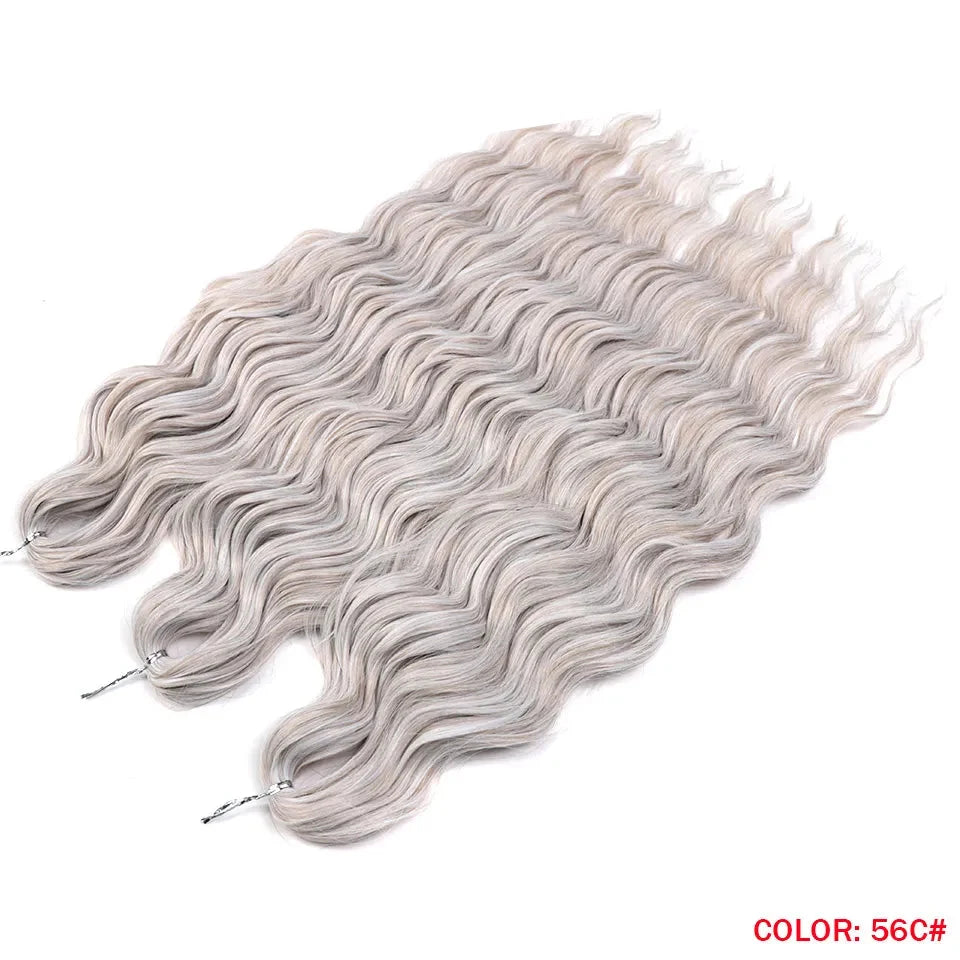 24" Orange Twist Crochet Hair | Synthetic Deep Wave Braiding Hair Extensions | Water Wave Hair | Heat Resistant Fiber | 60 Strands/Pack