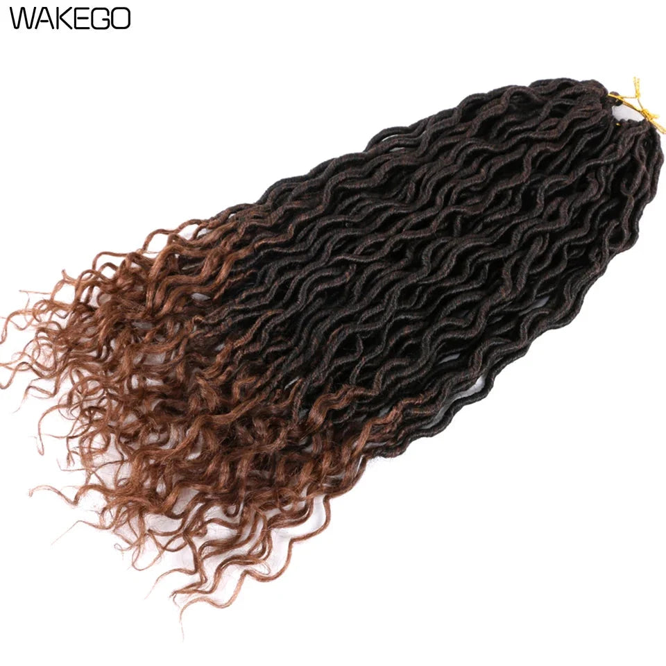 Goddess Faux Locs Crochet Hair | 18" Soft Curly Braids | Ombre Dreadlocks Extensions | 24 Strands/Pack