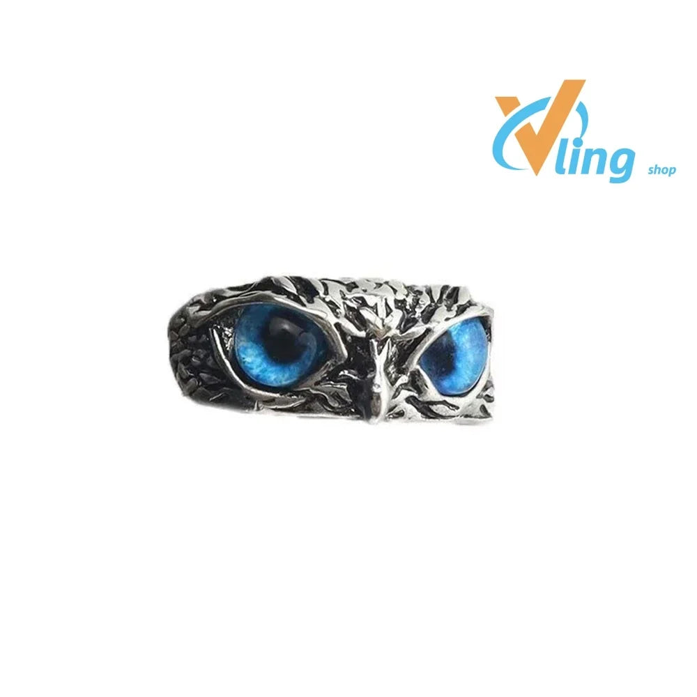 Multicolor Evil Eye Owl Adjustable Ring Antique Silver Gothic Punk Unisex Animal Finger Ring Women Men Fashion Jewelry Gift