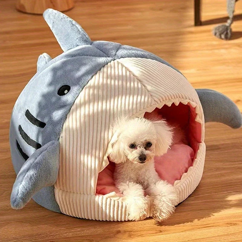 Plush Hooded Cat Cave Bed Round Semi‑Enclosed Shell Pet Nest Washable Anti‑Slip Warm All Season Sleeping Bed For Cats Small Dogs