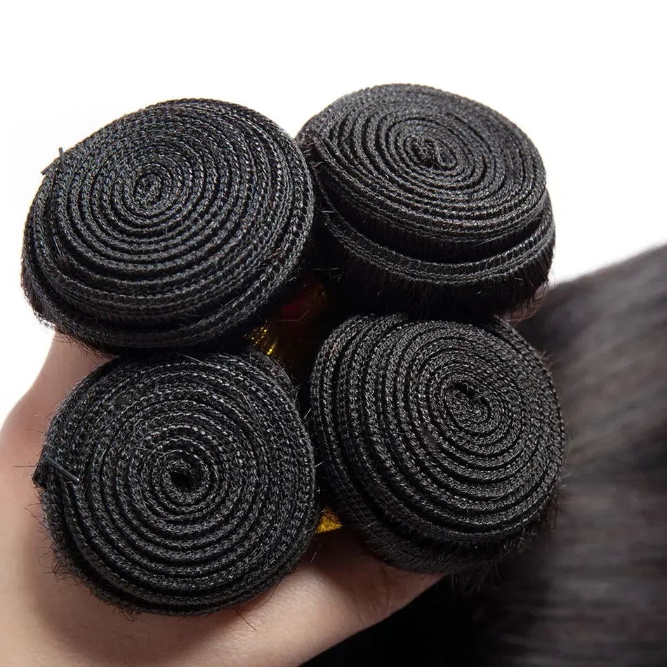12A Peruvian Straight Bundles | 100% Raw Virgin Human Hair Extensions (Natural Black, 1/3/4 Pcs)