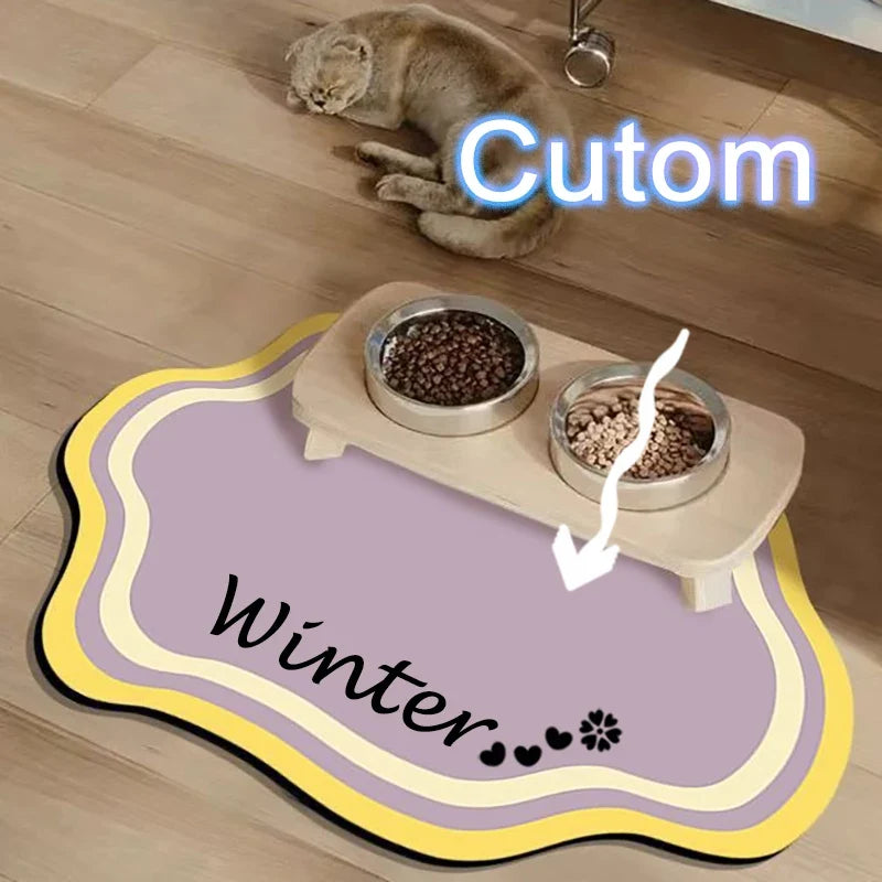  Custom Pet Feeding Mat Cute Shape Dog Diatom Mud Floor Mat Non-Slip Waterproof Home Decoration Dog Feeding Pad