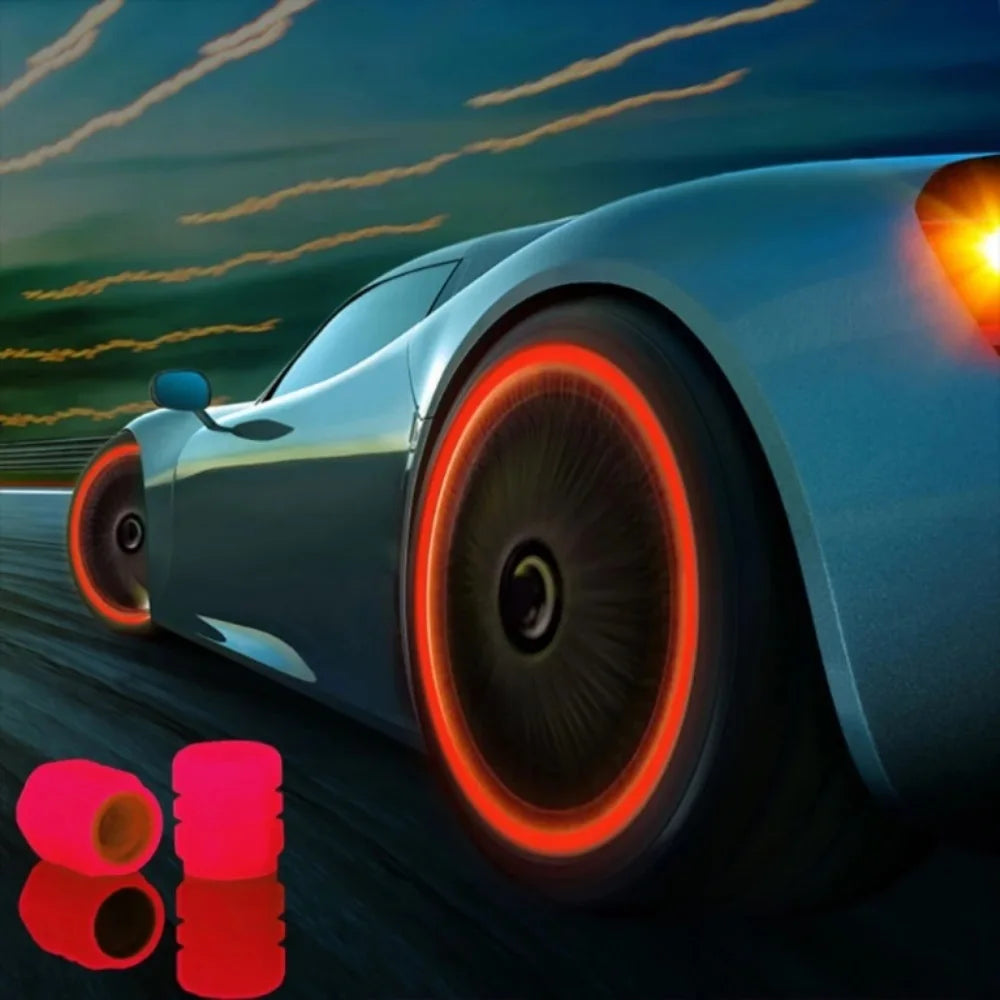 20Pc Luminous Valve Caps Fluorescent Night Glowing Decor Car Motorcycle Bicycle Wheel Hub Valve Stem Cap Styling Car Accessories