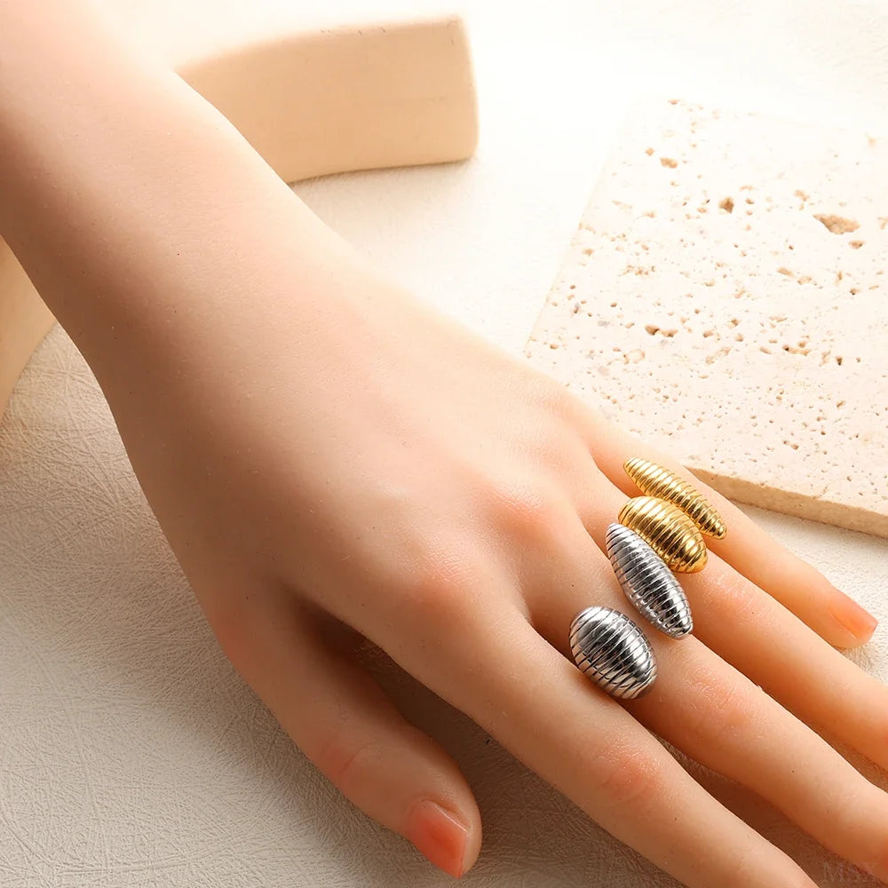 High End Waterproof Hollow Stainless Steel Finger Ring Trendy for Women Personalize Jewelry Wholesale