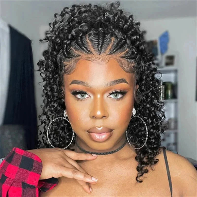 Kinky Curly Braided Bun Wig | 13x4 Lace Front | Human Hair | Remy | 210 Density