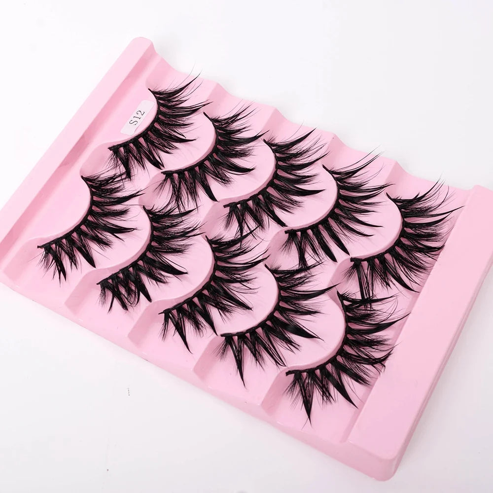 Yiernuo 1/5 Pairs Cosplay Anime Eyelashes Manga Lashes Dramatic Fairy Clusters Lashes Wet Look Lashes