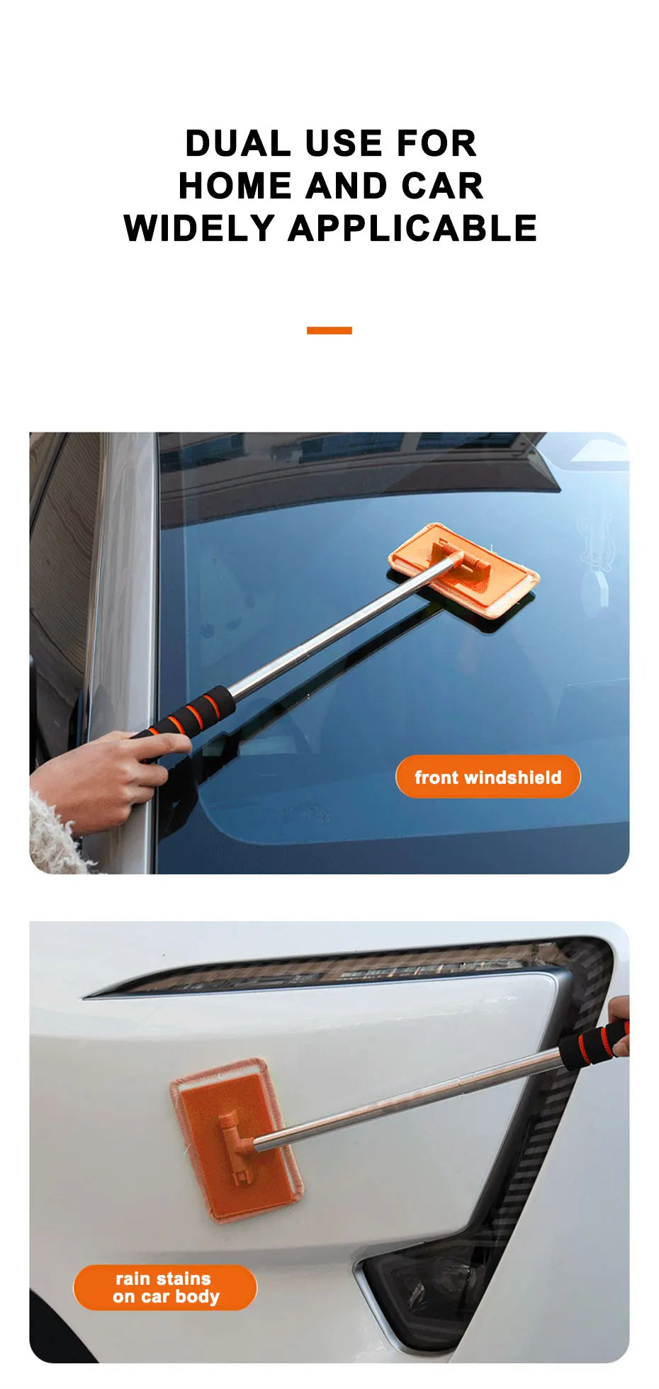 SEAMETAL Car Front Windshield Defogging Brush Telescopic Long Handle Car Household Glass Clean Brushes Dust Remover Tool
