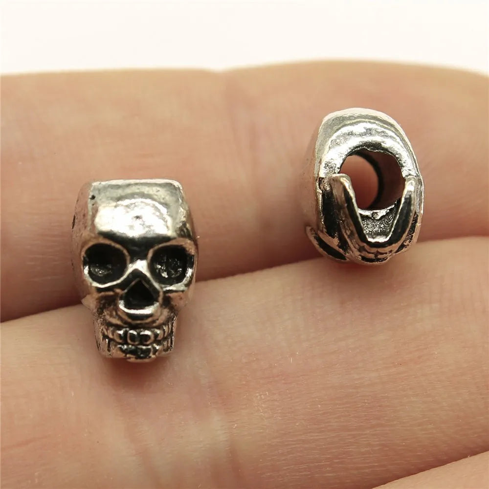 10pcs Skull Beads Beard Loose Beads Spacer Beads Fit Beards Or Hair Decorations Accessories Braid Dreadlock Tube Rings