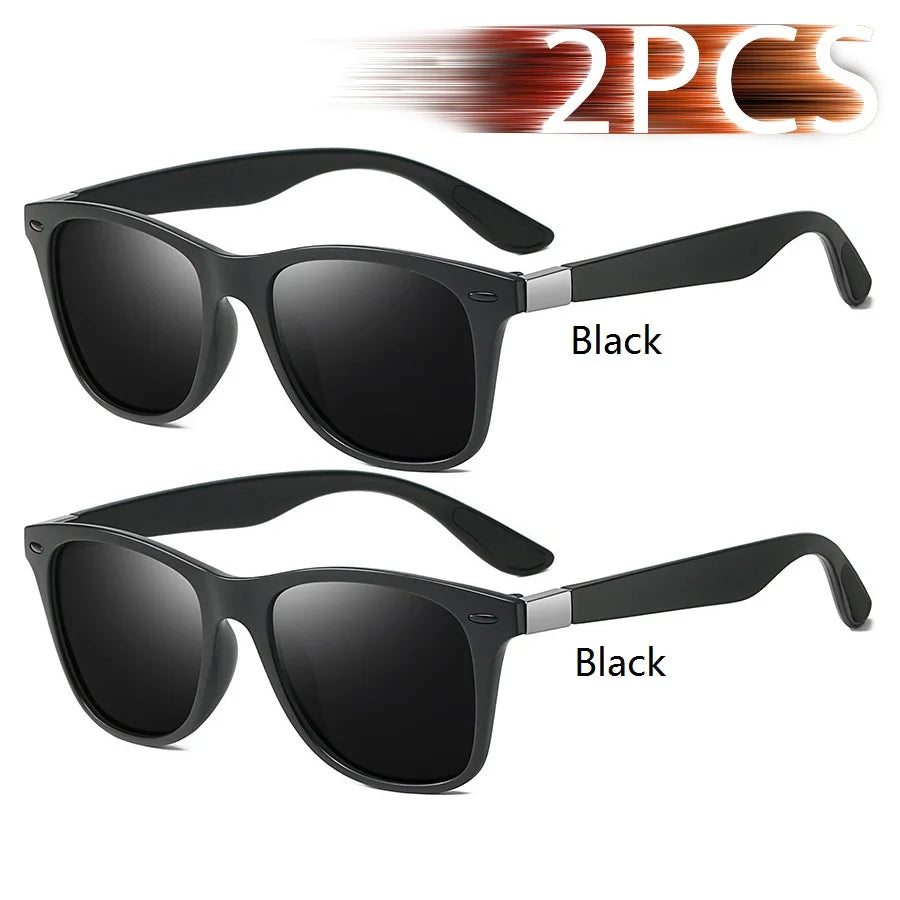 1-2-3PCS Fashion Vintage Square Unisex Driving Fishing Sunglasses Men Women Luxury Brand Designer Sun Glasses Anti-Glare Eyewear
