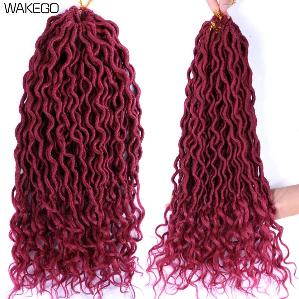 Goddess Faux Locs Crochet Hair | 18" Soft Curly Braids | Ombre Dreadlocks Extensions | 24 Strands/Pack