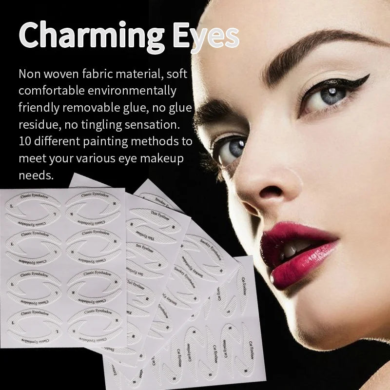4 Sheets Quick Stencils Eyeliner Eye Makeup Shaping Auxiliary Stickers Eyeshadow Eyebrows Styling Drawing Template Guide Card
