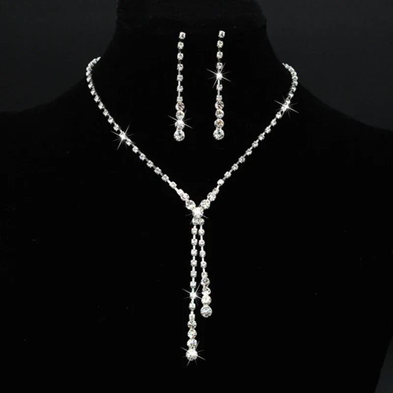 Women's Necklace Earrings Set Zircon Dangle Earrings Set Exquisite Wedding Party Jewelry Set for Anniversary Mother's Day Gift