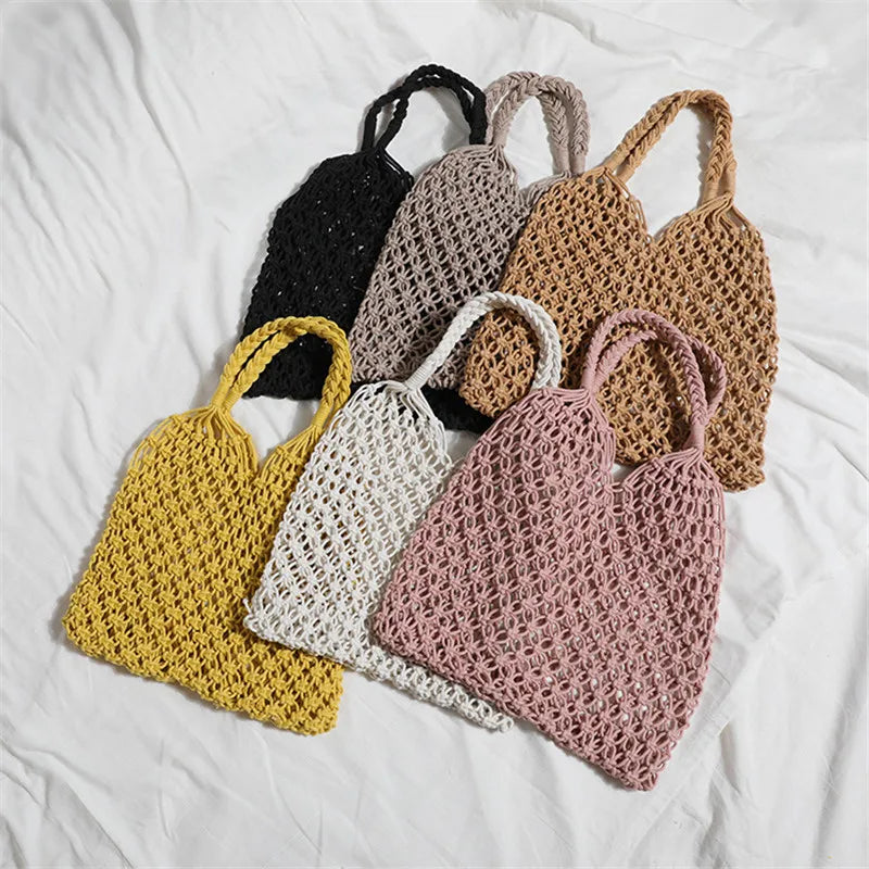 Women's Large Capacity Straw Handbag Totes | Hollow Out Shoulder Bags & Vintage Travel Beach Bag (Shopping Pack)