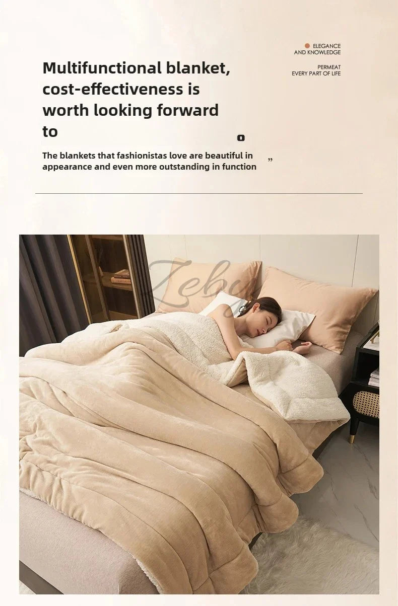 Spring Imitation Lambswool Multi-functional Blanket Queen Blankets for Bed Soft Plush Comfortable Milk Fleece Blanket for Throw