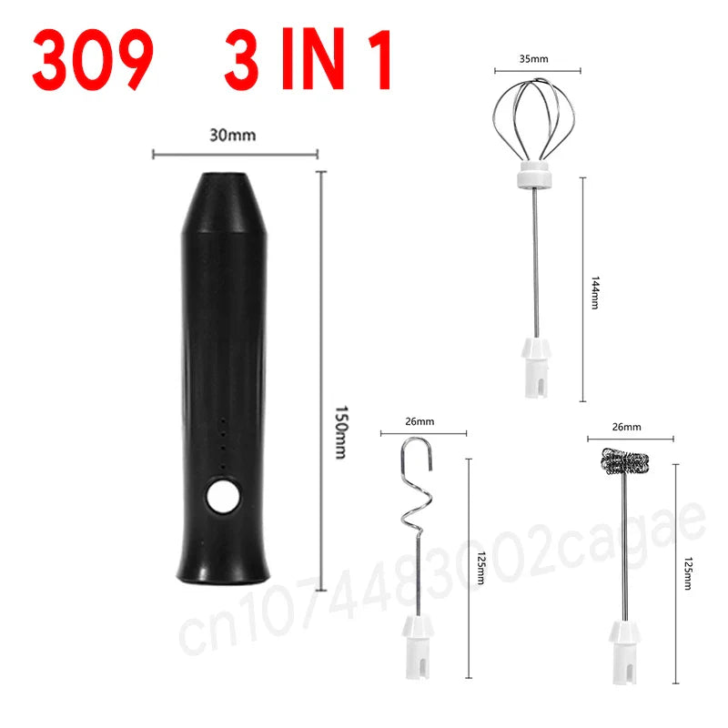 HOT  Electric Milk Frother + Egg Beater Wireless Type-C Charging 3 Speeds Mini Handheld Foam Maker Coffee Whisk Cooking Tools
