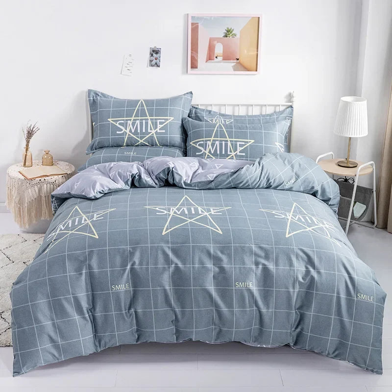 3PC 100% Cotton Duvet Cover Set Printing Bedding Set Cotton Soft Skin Friendly 1 Quilt Cover 2 Pillowcase